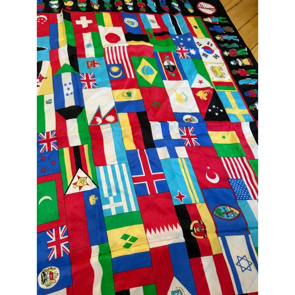 Silk World‎ Flags Children NO Diabetes 100% Silk Colorful Square Scarf